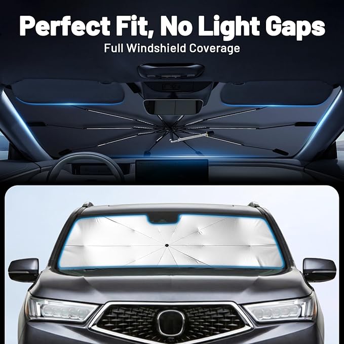 Car Windshield Sun Shade for Chevrolet Silverado 1500 2019-2026 –[Reflective Coated Fabric] Sunshade Umbrella for Front Window, Car Shades Sun Visor Keep Car Cool and Protects Interior, 1:1 Exact Fit