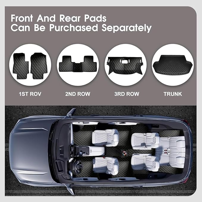Yaruicar Custom Personalized Floor Mats for Cars Luxury Full Coverage All Car Floor Mats Anti-Slip Leather Car Mat Set Trucks & SUVs Trucks Automotive Floor Mats Liners (Black Gold)