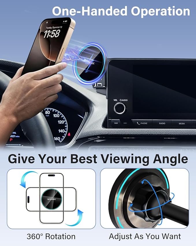 SKYLOTEC Phone Mount for BMW X5 X6 2024-2026/X7 2023-2026 Accessories 14.9-Inch Screen Fixed Clip, Magnetic Car Phone Holder for MagSafe, Strong Magnets 15W Wireless Charger Cell Phone Base
