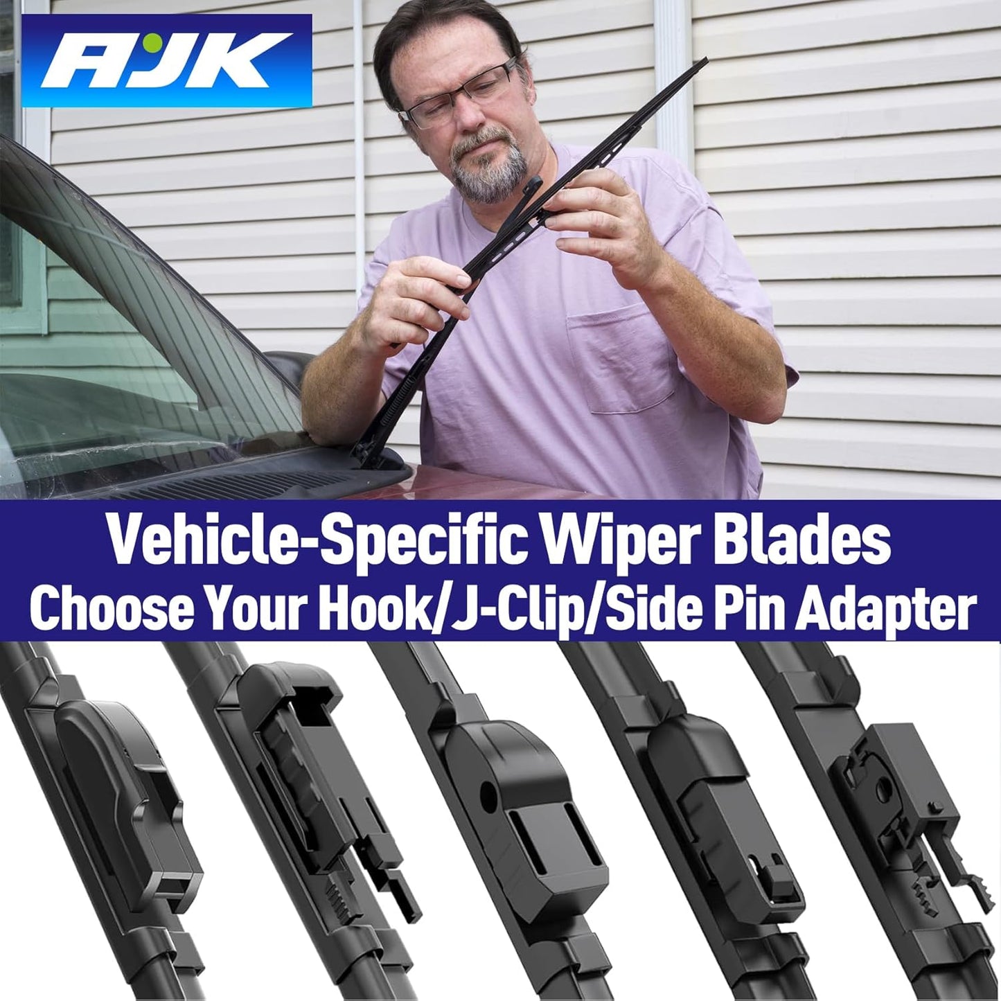 AJK Wiper Blades for Ford Escape 2013 2014 2015 2016 2017 2018 2019, 2 Piece All Weather OEM Quality Automotive Replacement Windshield Wiper Blades for My Car