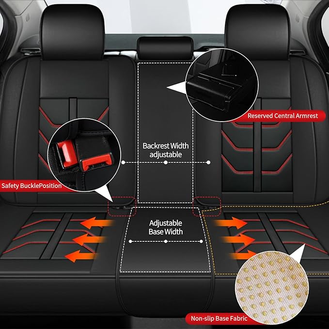 TTX LIGHTING Car Seat Covers fit for Hyundai Venue 2020-2026 Full Set: Premium Leather Automotive Seat Cover with Airbag Compatible Waterproof (5 Seats, Redline)