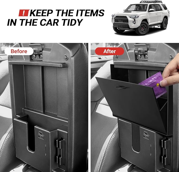 Hellet 2PCS Center Console Organizer Compatible with Toyota 2010-2020 2021 2022 2023 2024 4Runner Interior Accessories Storage Box Organizer Tray Hidden Storage Box