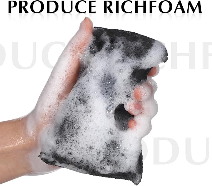 Mudder 8 Pcs Car Interior Scrubbing Sponge 5'' x 3'' Fiber Car Wax Applicator pad Household Cleaning Sponges for Leather Car Seat Couch Cleaning (Gray Black)