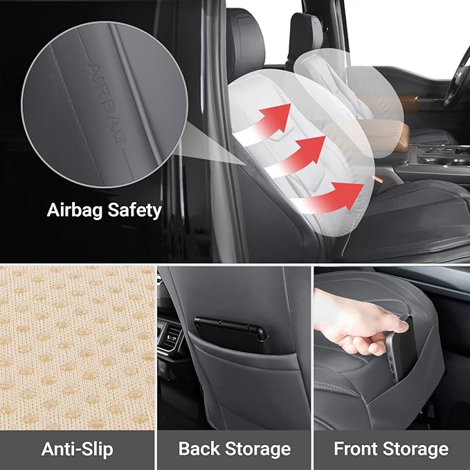 Coverland Custom Fit Car Seat Covers for SUV Compatible with [CR-V, Forester, Bronco, Escape, Santa Fe, Compass] Premium Waterproof Non-Slip Interior Seat Protector [Front Dark Gray- Size Chart A11]