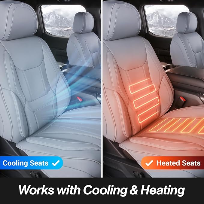Coverland Custom Fit Car Seat Covers for SUV Compatible with [2007-2026 Jeep Compass] Premium Car Seat Cover Water Resistant Leather Non-Slip Interior Protector [Full Set Gray - Size Chart X61]