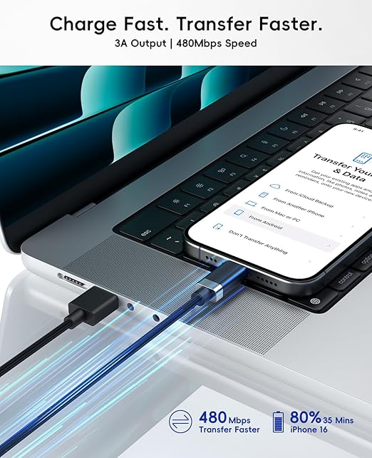 Magtame StayCable 2Pack USB A to USB C Cable with Magnetic Holder 3.3FT, Anti-Drop 3A Fast Charging and Data Sync Type C Cable, Braid Charger Cord for iPhone 17 16, Bedside, Desk, Car Cord Management