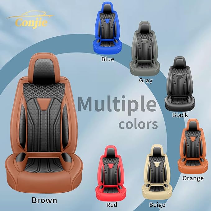 Fit Sentra Car Seat Covers Compatible with Nissan Sentra 2001-2025 2026 - Premium Leather， Waterproof Breathable， All-Weather Seat Cushion Protecto&Airbag Compatible (2 Front Seat Brown&Black)