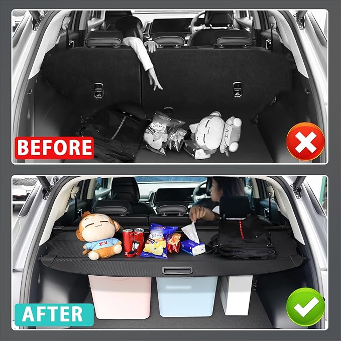 Cargo Cover for Jeep Grand Cherokee (2 Row WL) 2022-2025 2026 Accessories Retractable Trunk Cover Security Shielding Shade Cargo Luggage Cover Trunk Privacy Protection