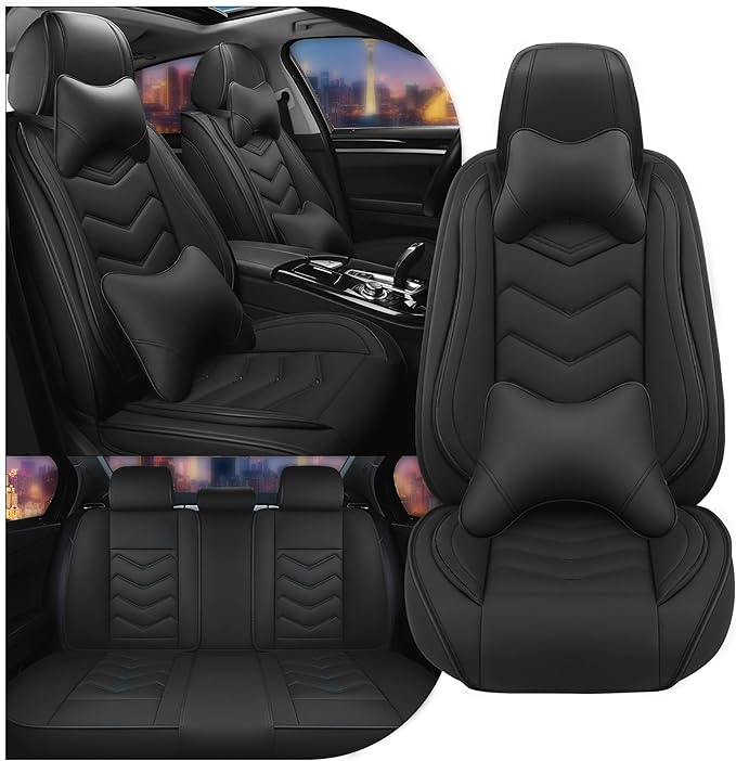 CTDS Car Seat Covers for Honda Civic 2000-2026, Stylish Sport Seat Cover, Premium Nappa Leather Car Seat Cover. Automobile Seat Covers Sets.(Luxury 5 Seats/Pure Black)