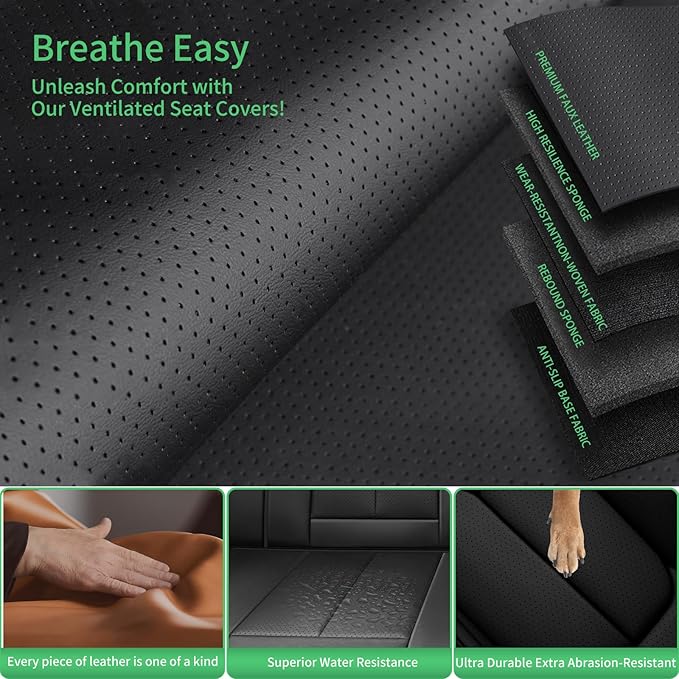 Fit Corolla Car Seat Covers for Toyota Corolla 2000-2024 2025 2026 -Upgraded Premium Waterproof & Breathable Leather,Airbag Compatible,All-Weather Seat Cushion Protector,Full Set,Black-Grey