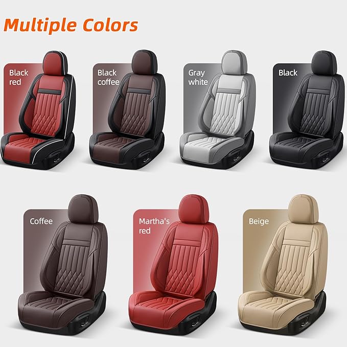 KEYOOG Universal 5-Seater Waterproof Breathable Nappa Leather Car Seat Covers Full Set, Fit for Front Rear Seats, Compatible with Hy-undai Sonata, To-yota Camry, Fo-rd F-150, Fit Most Sedans SUV Beige
