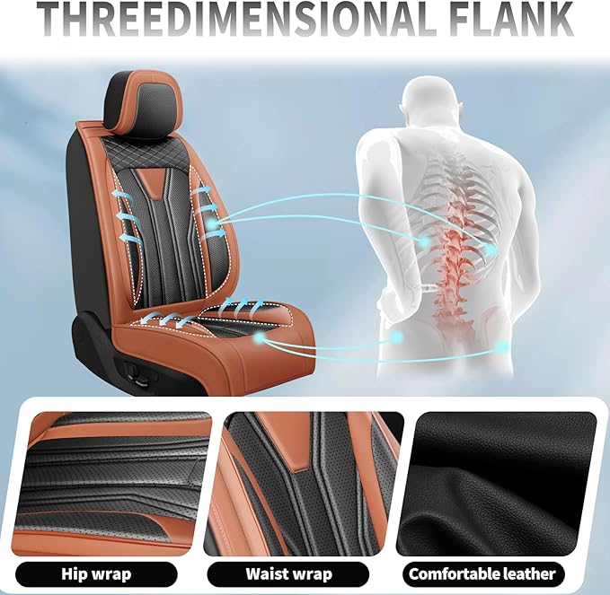 Fit CRV Car Seat Covers Premium Leather for Honda CRV cr-v 2011-2025 2026. Waterproof， Breathable, Scratch-Resistant & All-Weather Seat Cushion Protector (Front Seat,Brown&Black)