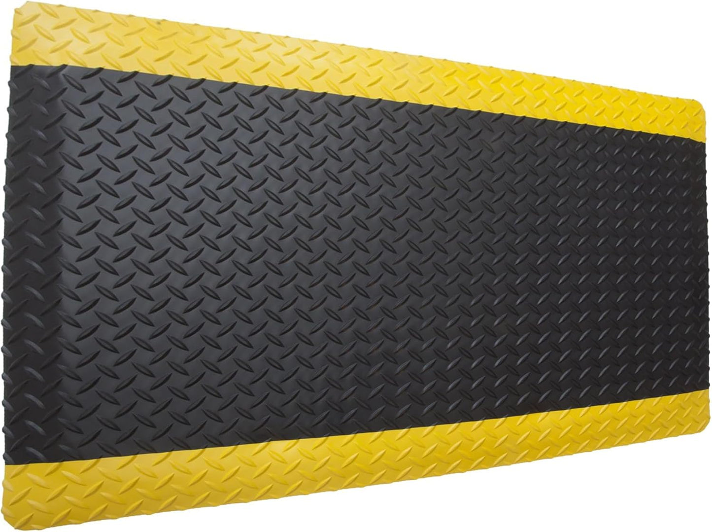 Rhino Mats, American Classic Diamond Anti-Fatigue Mats, Industrial Ergonomic Comfort Standing Mat for Work, Home, Garage, Office, Kitchen or Anywhere (Black/Yellow 9/16" Thick, 2 FT. x 12 FT.)