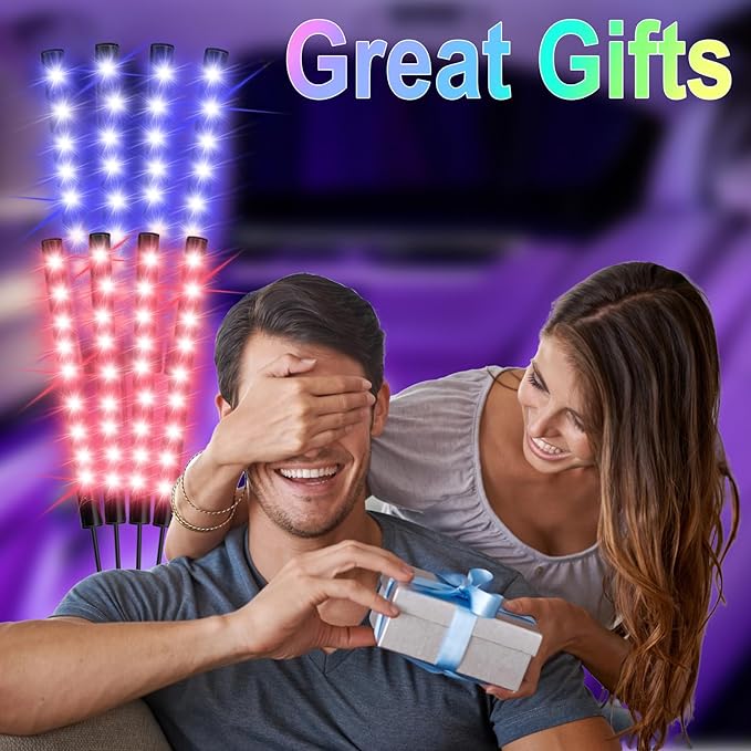 BFXM Car Interior Lights, 12V LED Strip Lights with Cigarette Lighter Adapter, Ambient Lighting Car Accessories, App & Remote Control Music Sync Color Change Lights for Truck Car (36LED Beads) -2 Set