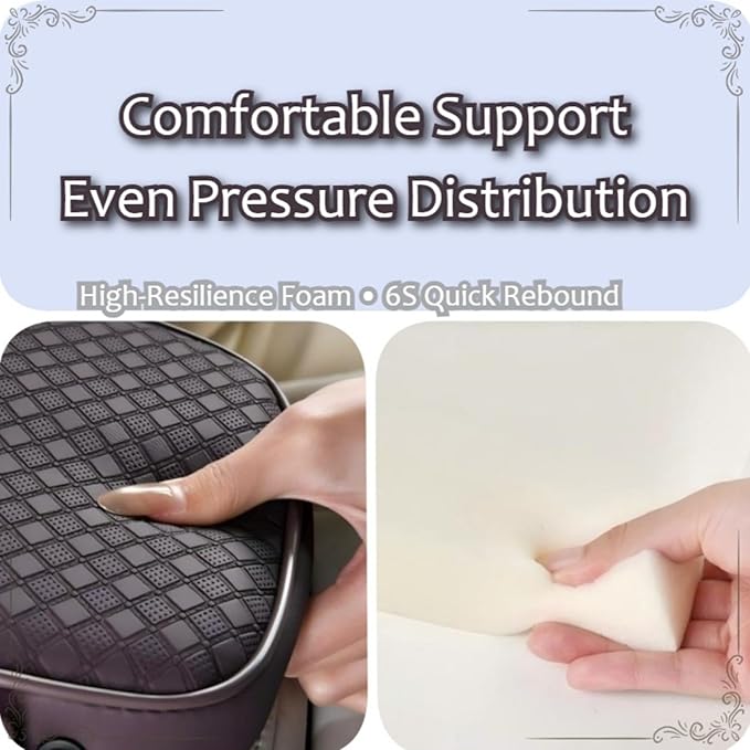 2026 Enhanced Car Center Console Armrest Cushion with USB& Type-C Charging, PU Leather Console Pad with Cup Holders, Storage& Tissue Outlet for Most Vehicles (Flat Version, Black-Red line)