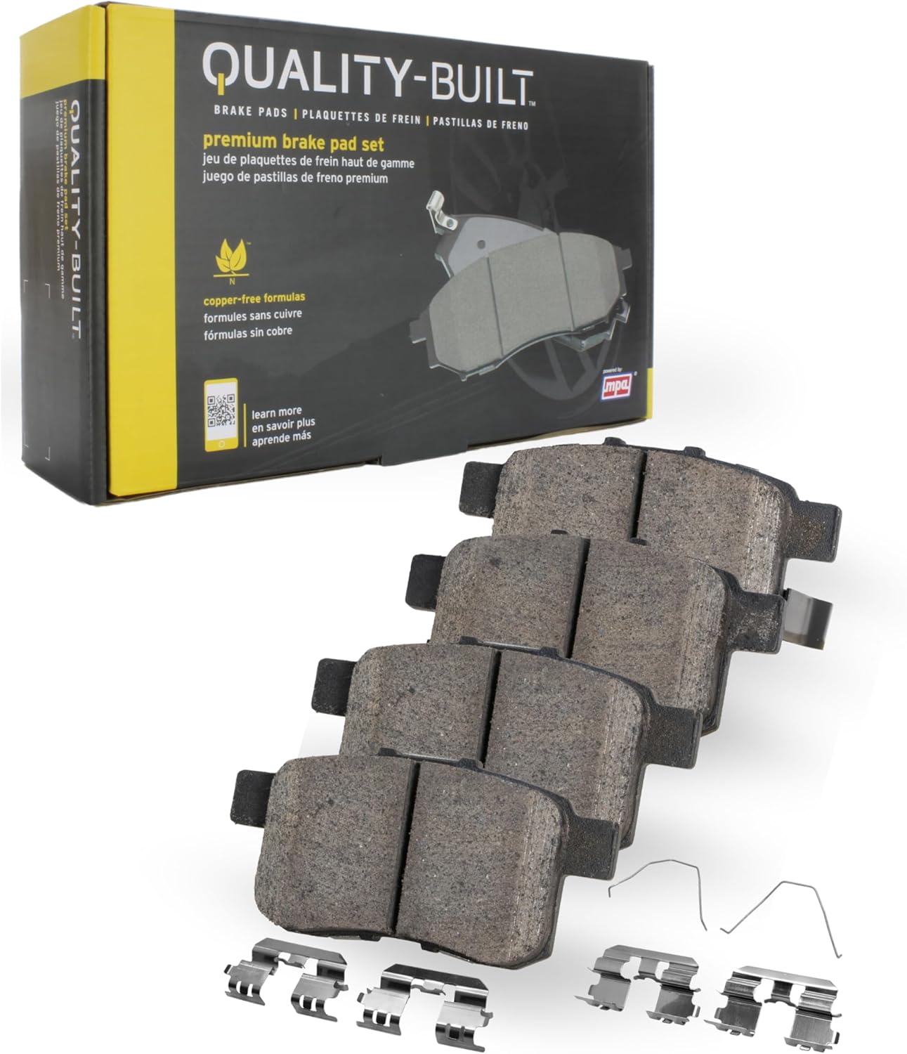 Premium Ceramic Front Brake Pads (1001-0748C) Compatible with Ford Crown Victoria 1998-2002, Ford Grand Marquis 1998-2002, Lincoln Town Car 1998-2002, Mercury Grand Marquis 1998-2002