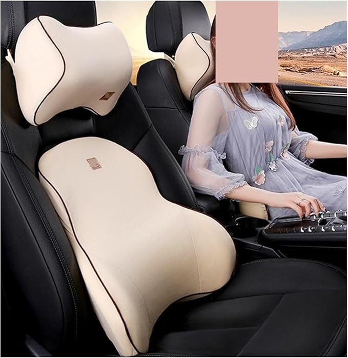 Car Driver Pillow Lumbar Support Back Cushion Fit for Seat Neck Pillow Washable Pillow Cushion(1pcs Black Back)