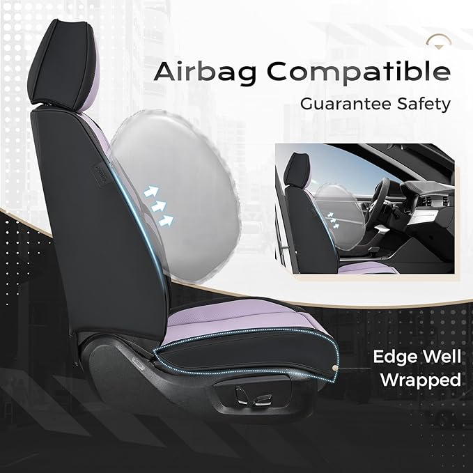Coverado Seat Covers, Car Seat Covers Front Seats, Car Seat Cover, Car Seat Protector Waterproof, Car Seat Cushion Nappa Leather, Seat Covers Carseat Cover Universal Fit for Most Cars