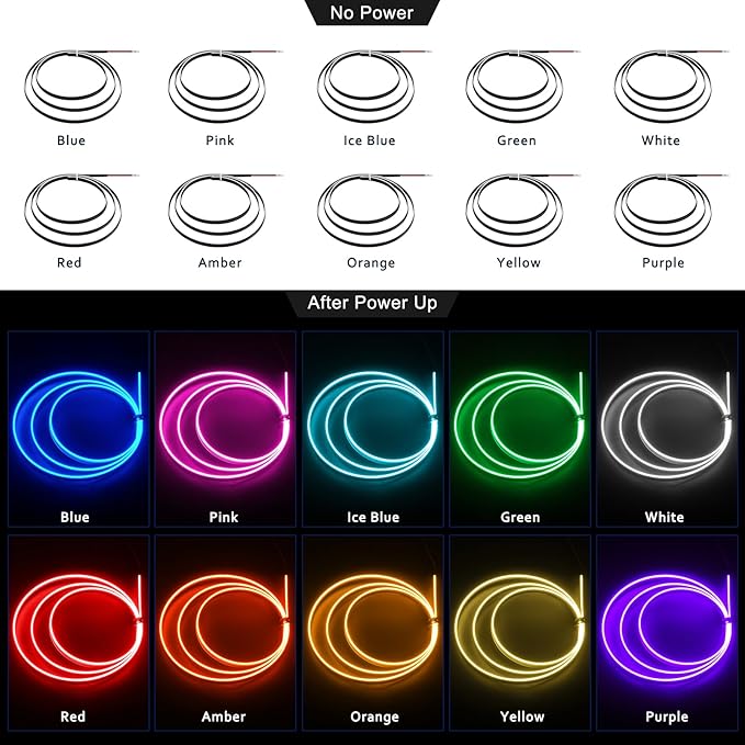 Acrylic Interior Car LED Strip Light with 6mm Sewing Edge - 43.3 inches Ambient Lighting Kits, Neon LED Strip Light(110CM/43.3IN, Red)