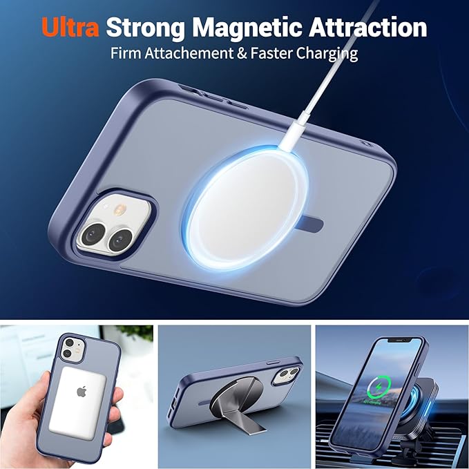 SUPFINE Magnetic for iPhone 11 Phone Case(Compatible with MagSafe)(Military Grade Drop Protection) Translucent Matte Shockproof Phone Case, Lavender Gray