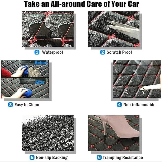 TREGOO All Weather Car Mats Custom Fit Non Slip Floor Mats for 1998-2025 Cars Personalized Leather Protection Pads Suitable for Men Women (Grey)