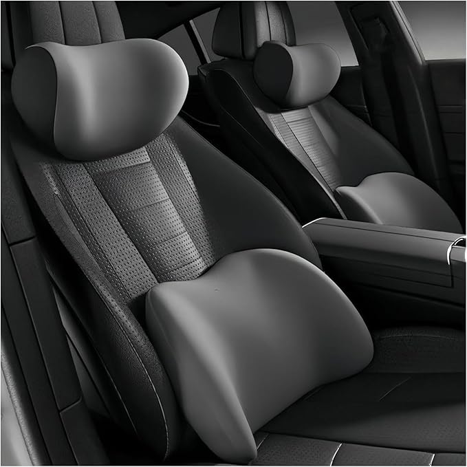 Car Lumbar Support Pillow and Car Neck Pillow Kit for Ford F Series 2000-2020 2021 2022 2023 2024 2025 2026, Car Seat Neck Back Rest Pillows, Ergonomic Car Seat Headrest & Lumbar Cushion