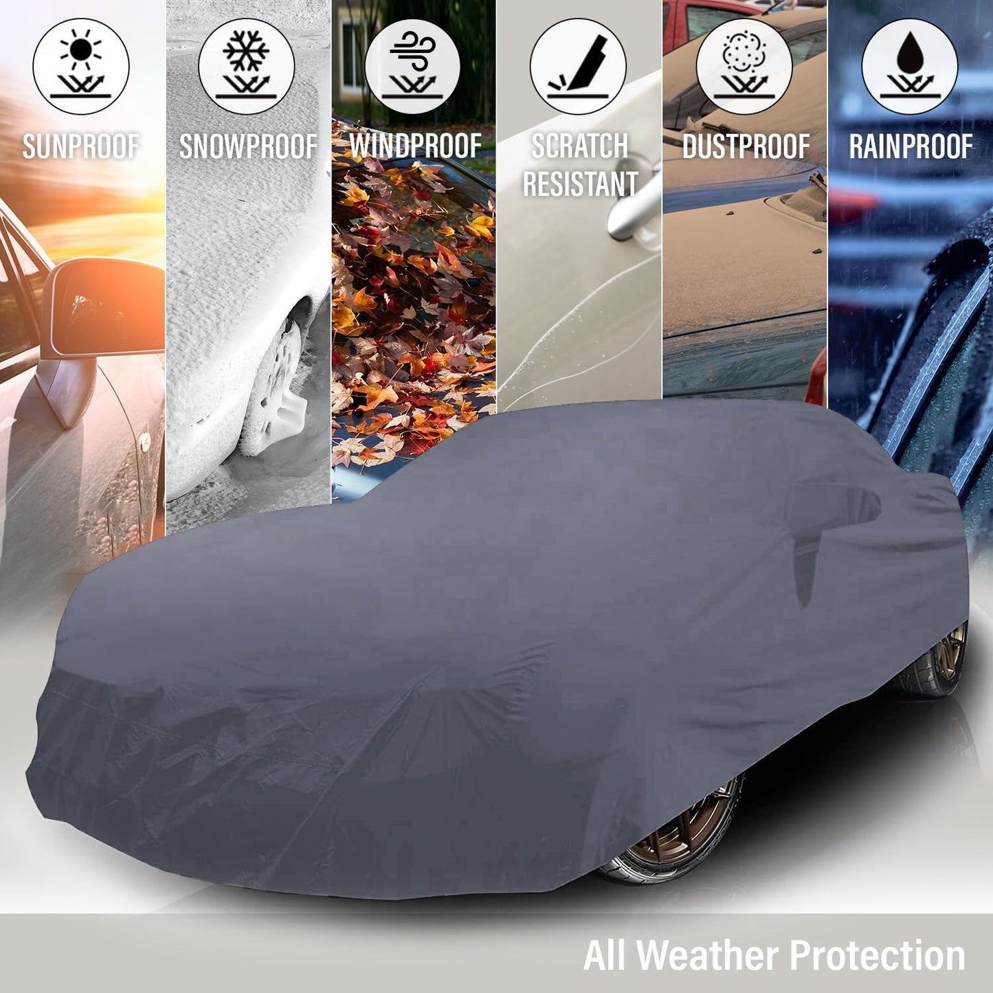 Supreme Full Car Cover – for Pontiac GTO 1964-1972 Convertible 2-Door Semi Custom Fit Waterproof Full Coverage All Weather Windproof Dust Proof Indoor Outdoor Automobile