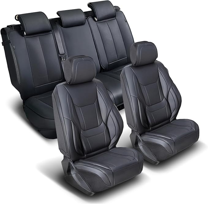 Coverland Custom Fit Car Seat Covers for SUV Compatible with [RAV4, Equinox, Explorer, Tucson, CX‑50, Corolla Cross] Premium Waterproof Non-Slip Interior Protector [Full Set Black - Size Chart X51]