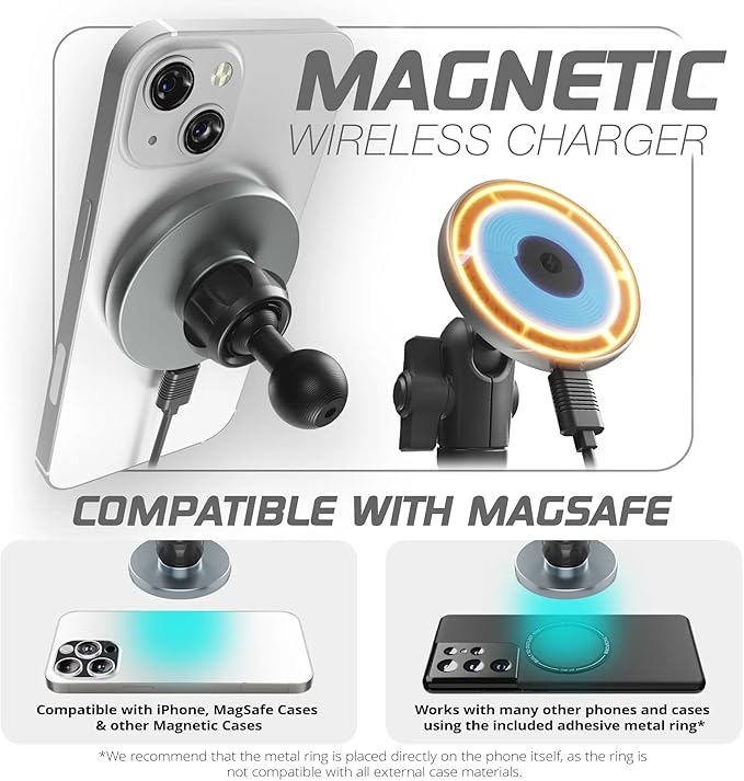 Tackform 26 Series High Strength Magnetic Wireless Charging Phone Holder - Compatible with MagSafe, RAM Mounts, and 1" / B Size Ball Systems