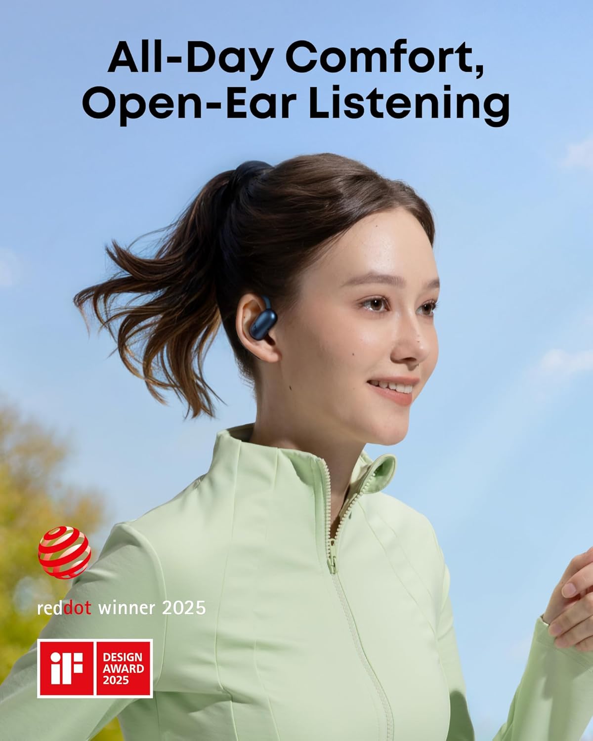 soundcore AeroFit 2 by Anker, Open-Ear Headphones, Translation Earbuds Real Time, 4 Adjustable Positions for Every Ear Size, 2x Richer Bass, Hi-Res, 42H Playtime, IP55,AI Clear Calls,Wireless Charging