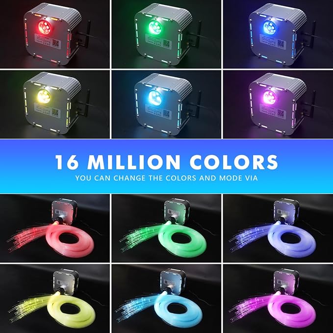 AMKI High Brightness 32W Twinkle 1200pcs Fiber Optic Starlight Headliner Kit 0.03in 13.1ft Fiber Strands RGBW Sound Activated APP Remote Control for Car Home Roof Ceiling Decoration