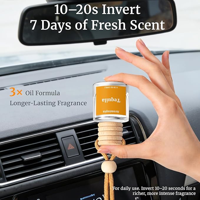 Car Air Fresheners, Aromtopia Hanging Car Fragrance Diffuser, 2 Pack, Long-lasting, Car Rear View Mirror Accessories, Automotive Odor Eliminator - Amber Luxe Scent