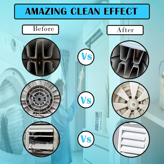 Dryer Vent Cleaner Kit (2-Pack): Flexible Extra Long Lint Brush & Refrigerator Coil Brush - Professional Dust & Pet Hair Remover for Appliance Cleaning