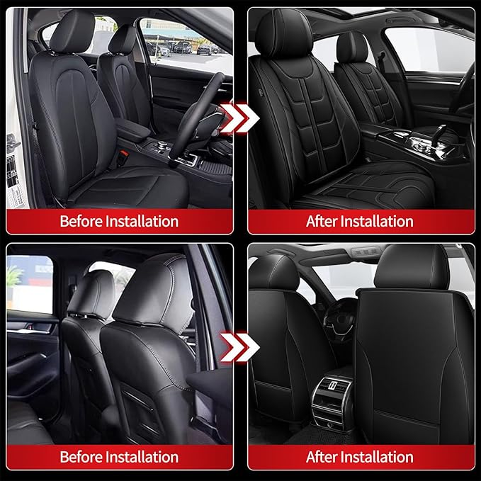 TTX LIGHTING Car Seat Covers fit for Dodge Charger 2006-2026 Front Seat: Premium Leather Automotive Seat Cover with Airbag Compatible Waterproof (2 Seats, Black)