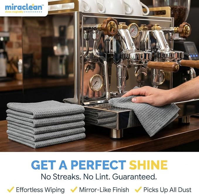 MIRACLEAN Waffle Weave Microfiber Cloths - 12 x 12 inches - Lint Free Cloth, Streak-Free Absorbent Microfiber Glasses Cleaning Cloth, Screens, Dusting & Appliances - 12 Pack Premium Cloth Wipes