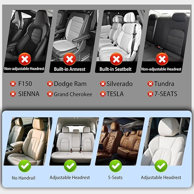 Full Coverage Faux Leather Car Seat Covers Full Set,Automotive Seat Covers for Cars,SUVs Pick-up Truck, Car Seat Cushion, Beige Seat Covers for 5 Seats,Car Seat Protector