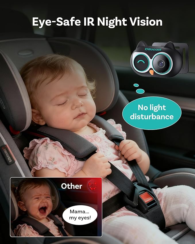 OTTOCAST Cabin Care Adapter 2026,2-in-1 Baby Car Camera & Wireless CarPlay Adapter-No Extra Screen Needed,1080P Car Baby Monitor for No-Glow Night Vision,150°Wide Angle,Plug&Play(No Android Support)