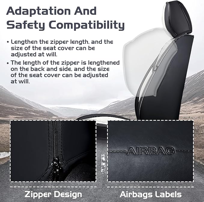 Truck Seat Covers for Ram 2500 2009-2026, Waterproof Premium Leather Full Coverage Car Seat Cover, Muscle Sport Style Auto Interior Seat Cover Sets (Full Set/Black White)