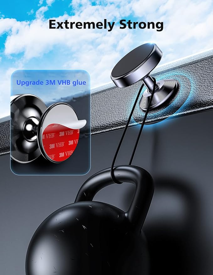 2 Pack Magnetic Phone Holder for Car, [ Strong Magnet ] Magnetic Phone Holder, [ 360° Rotation ] Phone Magnet for Car, Compatible with Most Smartphones, Must be Used with Metal Pad, Black