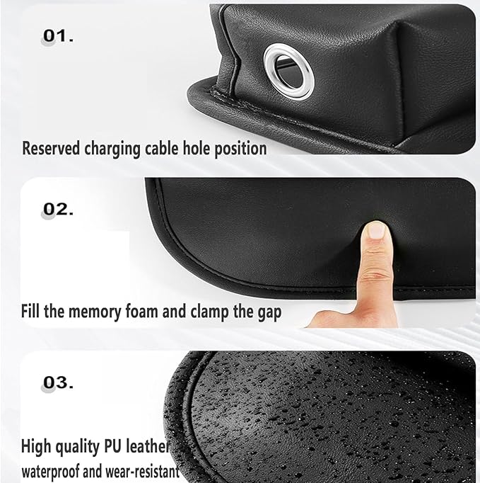 2 Pack Universal Fit Premium Leather Car Seat Gap Filler Organizer, Center Console Organizer for Car SUV Truck (Black，2 Pack)