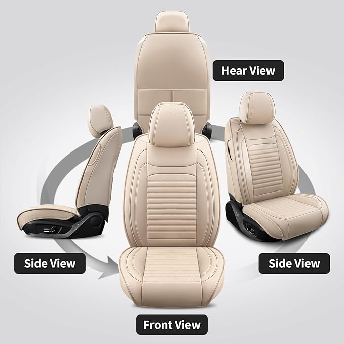 Front Seat Covers Fit for Toyota C-HR 2018-2022, Car Seat Covers Front Seats, Breathable Faux Leather Automotive Seat Covers Front Pair Anti-Slip Seat Cover(Beige, Front)