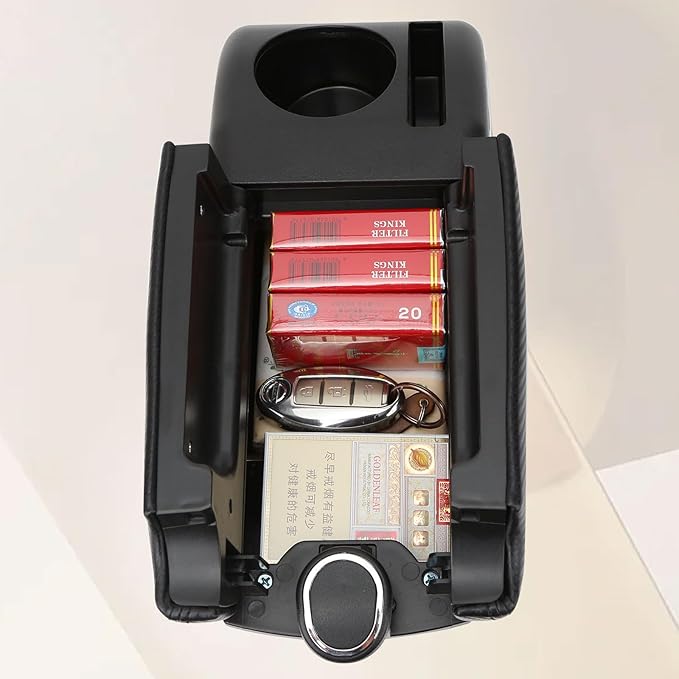 AULPHIKE Compatible with Nissan NV200 Armrest Car Center Console Organizer Armrests Double Door Storage with USB Ports（Carbon Fiber Style）