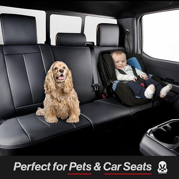 Coverland Custom Fit Car Seat Covers for SUV Compatible with [2009-2018 Subaru Forester] Premium Car Seat Cover Water Resistant Leather Non-Slip Interior Protector [Full Set Black - Size Chart X77]