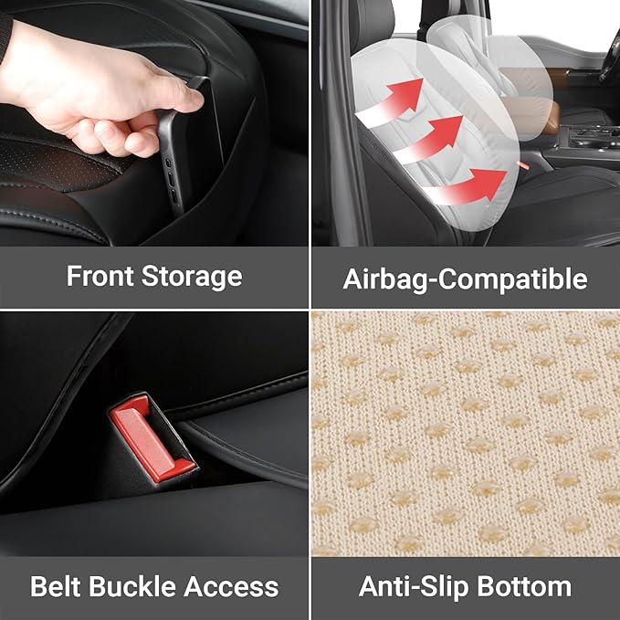 Coverland Custom Fit Car Seat Covers for Car Compatible with [Audi A3, BMW 3-Series, Scion iA, Toyota Prius] Premium Waterproof Non-Slip Interior Seat Protector [Full Set Black - Size Chart X59]