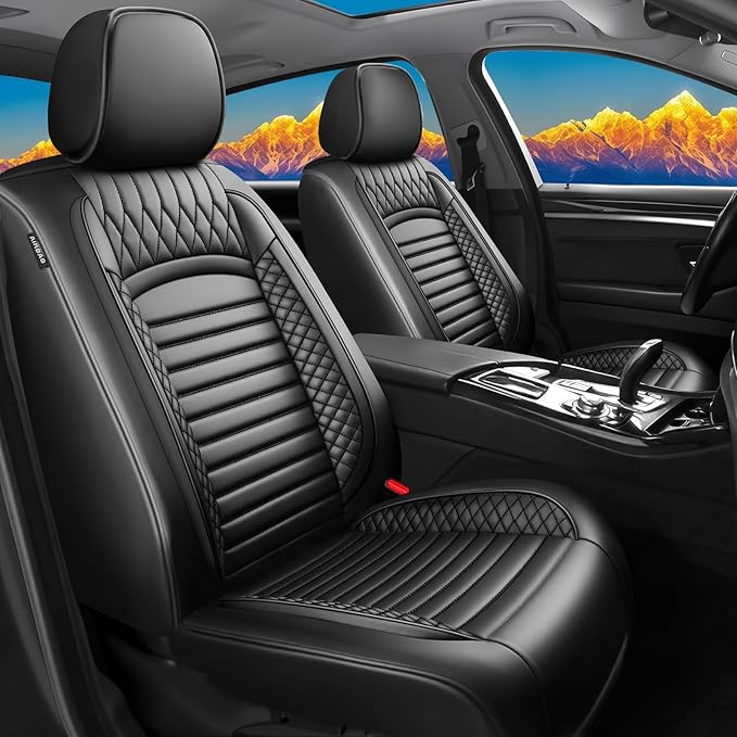 Fit Venue Car Seat Covers for Hyundai Venue 2020-2025 2026 - Upgraded Premium Waterproof & Breathable Leather, Airbag Compatible, All-Weather Seat Cushion Protector (Full Set, Black)