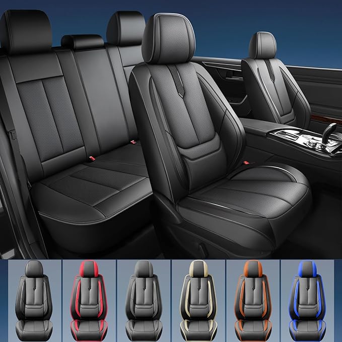 Fit Corolla Car Seat Covers for Toyota Corolla 2000-2024 2025 2026 -Upgraded Premium Waterproof & Breathable Leather,Airbag Compatible,All-Weather Seat Cushion Protector,Full Set,Black