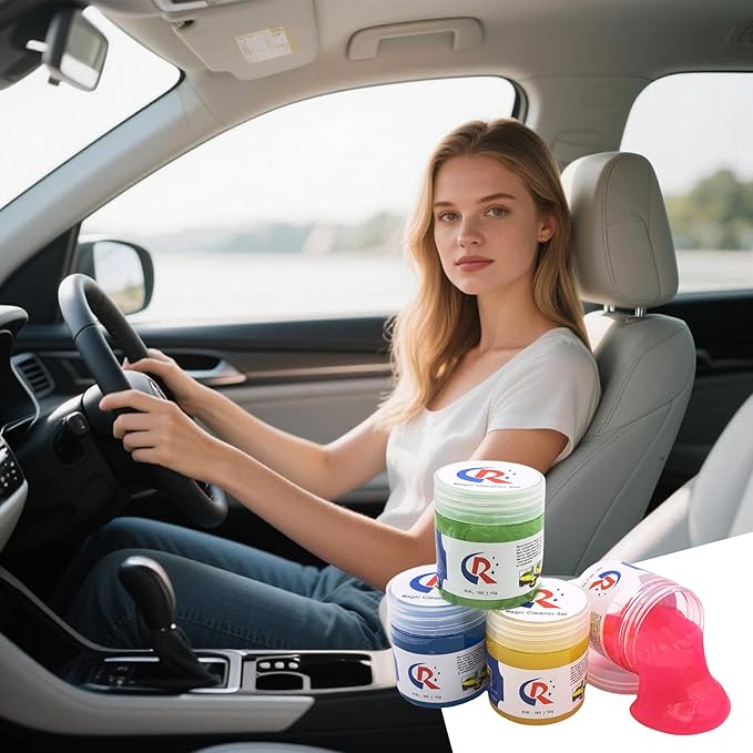 3-Pack Car Cleaning Gels Car Interior Cleaner Putty Slime Auto Detailing Tools Universal Dust Removal Cleaning Kit for Car Accessories Vents 3C Office Scented Jasmine