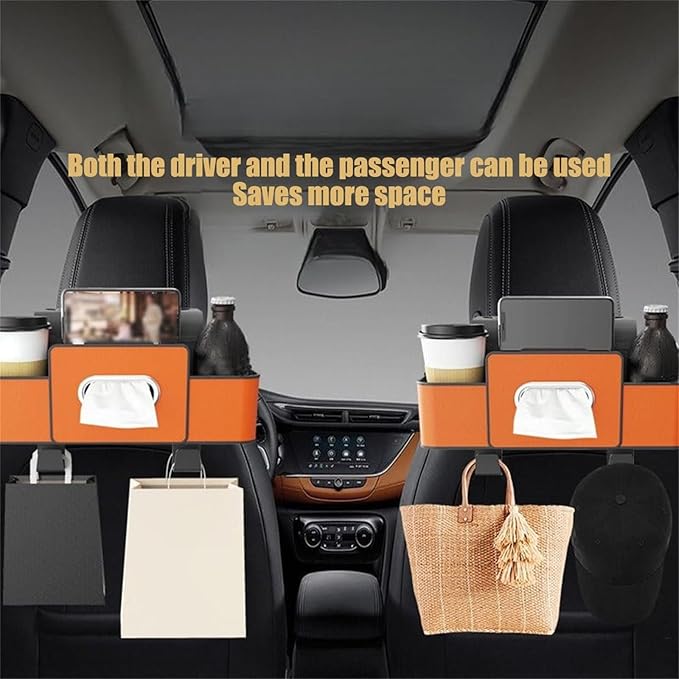 Car Organizers and Storage Box Behind Seat, Large Car Seat Back Organizer for Hold Phone, Drinks, Handbag, Universal Fit for Suv/Sedan (Black, 2pcs)