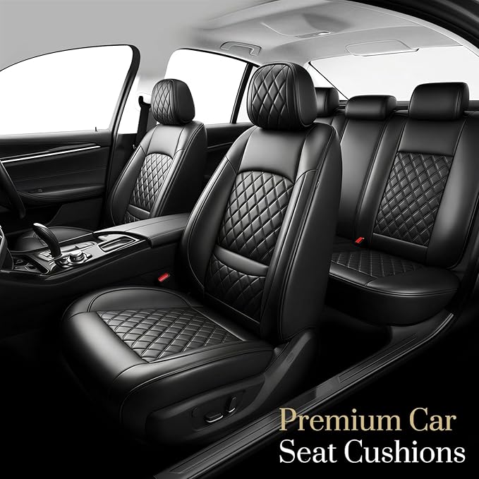 Fit MDX Car Seat Covers for Acura MDX 2005-2026 - Premium Leather, Waterproof, All-Weather, Airbag Compatible, Breathable, Easy Install, Seat Protectors, Only 2 Front seat Covers, Black