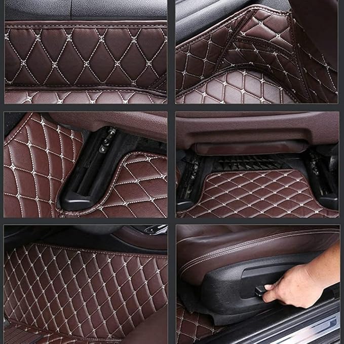 Custom Making Car Floor Mats Protection Pads for 99% Sedan/Coupe/Hatchback/SUV/Pickup Men Women Car Floor Mats Coverage Pads Anti-Slip Leather Floor Lining (Black Red)